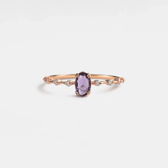 Oval Cut Natural Amethyst Ring