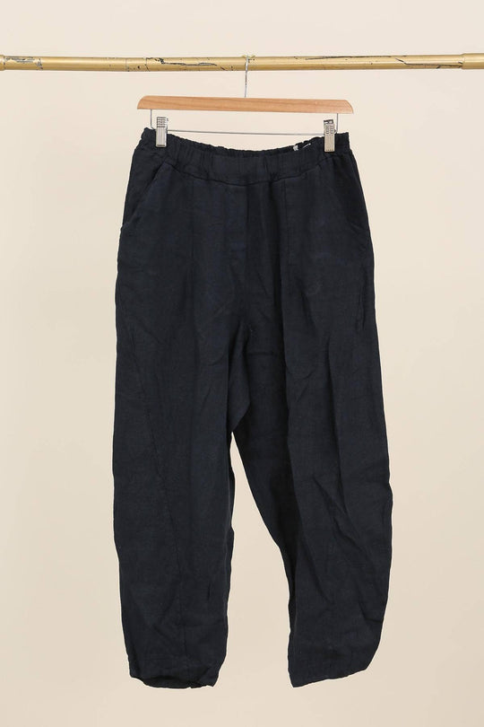 Barrel Fit Linen Ankle Pants