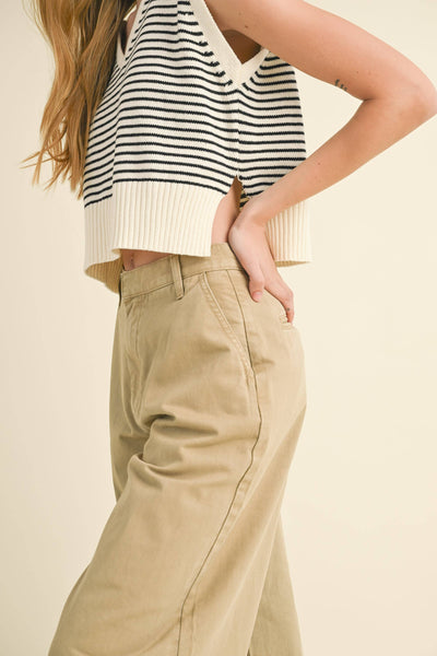 Casual Wide Leg Cotton Pants