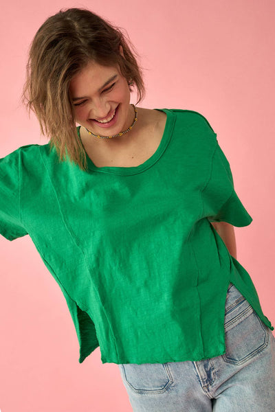 Easy Fit Mineral-Wash Exposed Seam Slub Knit Tee