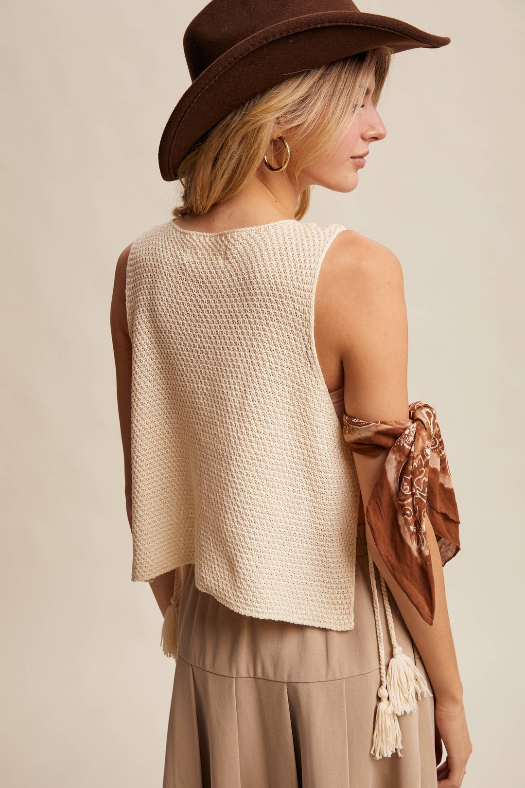 Crochet Granny Square Tassel Tie Vest