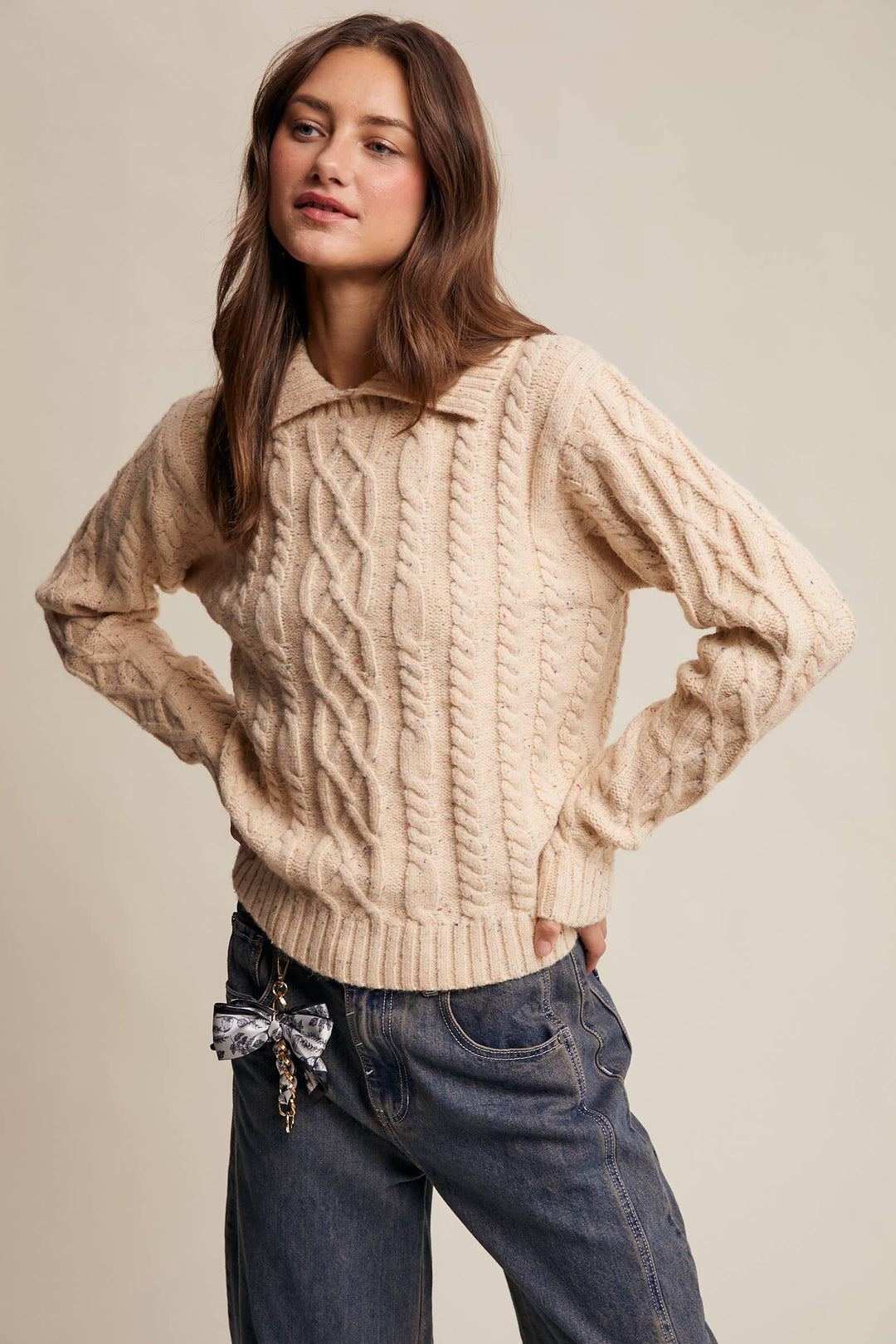 Collared Cable Knit Sweater