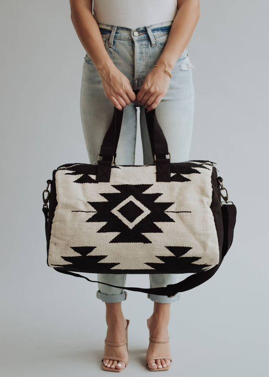 Cream & Black Aztec Duffel