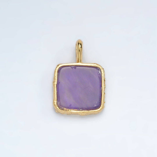 24K Gold Filled Square Natural Gemstone Necklace