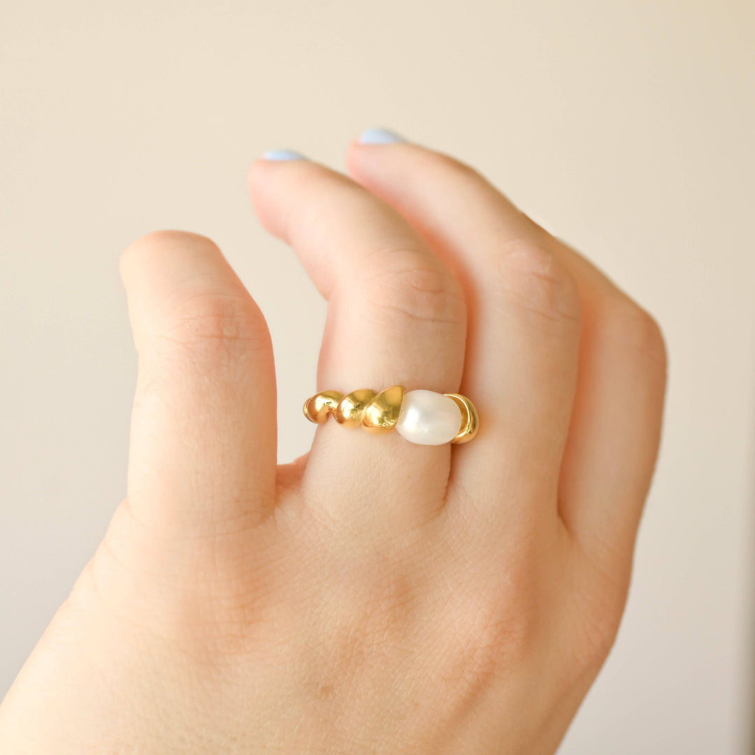Freshwater Pearl Rings - Stainless Steel Dainty Pearl Rings