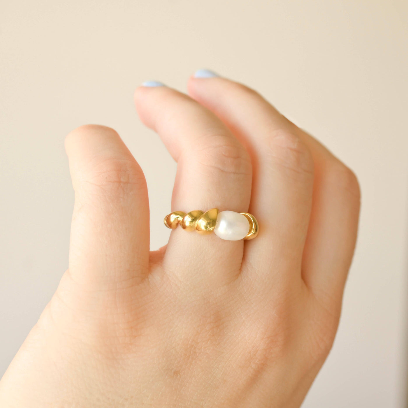 Freshwater Pearl Rings - Stainless Steel Dainty Pearl Rings