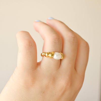 Freshwater Pearl Rings - Stainless Steel Dainty Pearl Rings