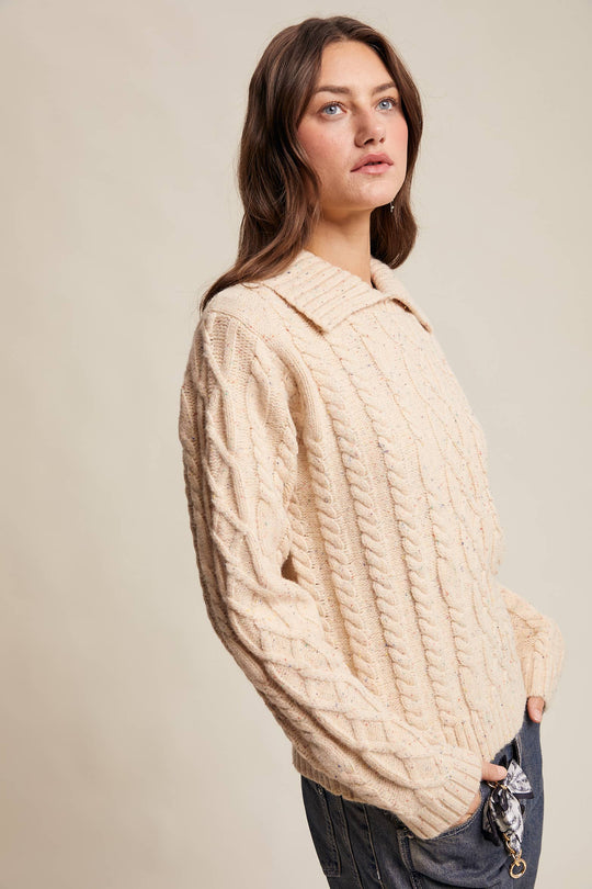 Collared Cable Knit Sweater
