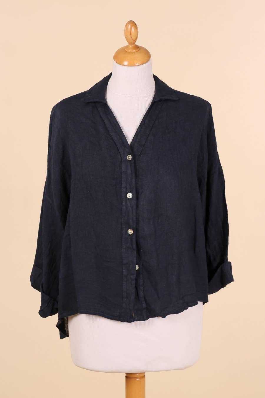 Full-length Linen Collared Shirt