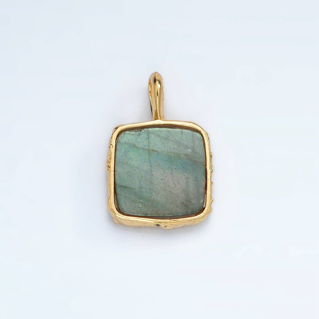 24K Gold Filled Square Natural Gemstone Necklace
