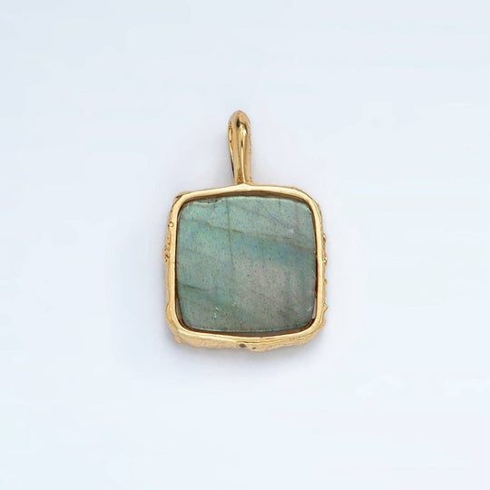 24K Gold Filled Square Natural Gemstone Necklace