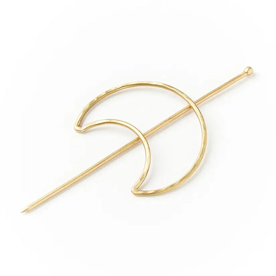 Indukala Crescent Moon Hair Slide with Stick - Gold