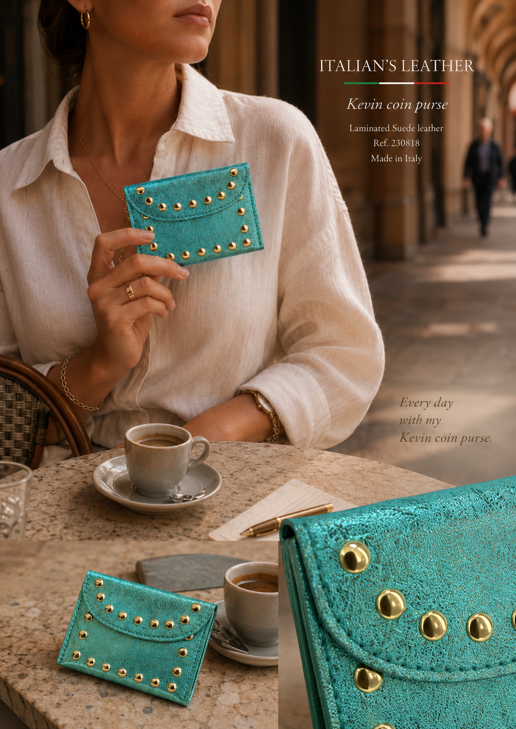 Leather Wallet with Studs