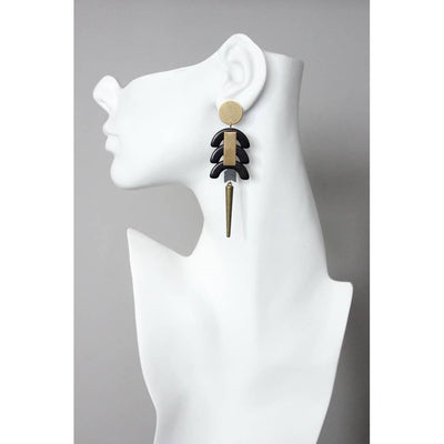 David Aubrey Jewelry XINE29 Black stone geometric post earrings - Simple Good