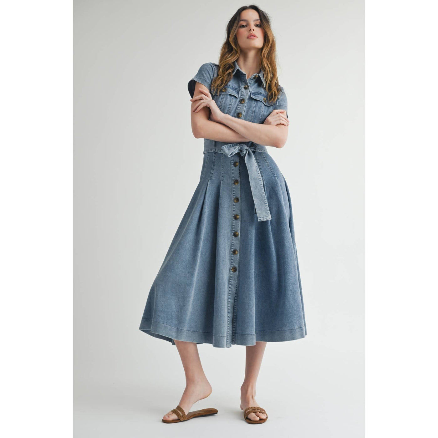 Denim Button Down Shirt Dress