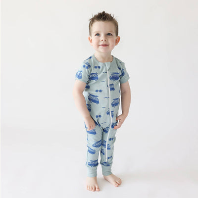 Signature Print '2-Way' Zip Romper - Short Sleeve