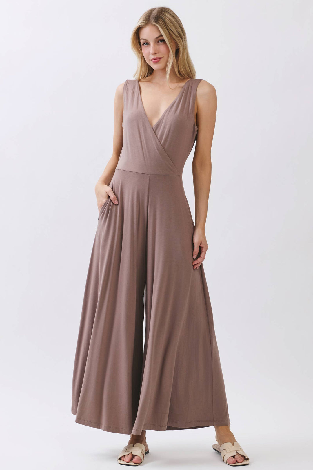 Sleeveless Wide Leg Jumpsuit