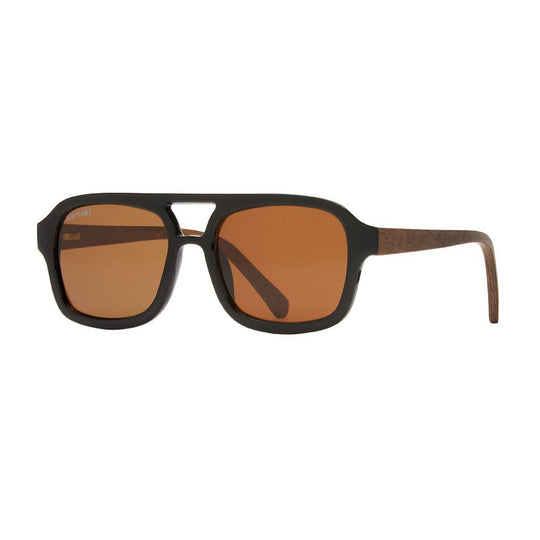 Ari Aviator Onyx/Walnut Wood / Brown Polarized