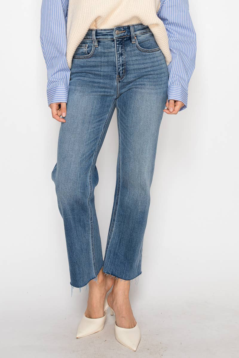 Eco Fabric High Rise Straight Leg Jeans