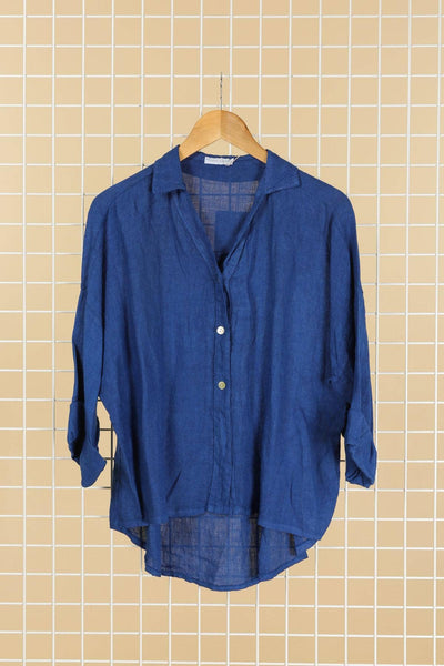 Full-length Linen Collared Shirt