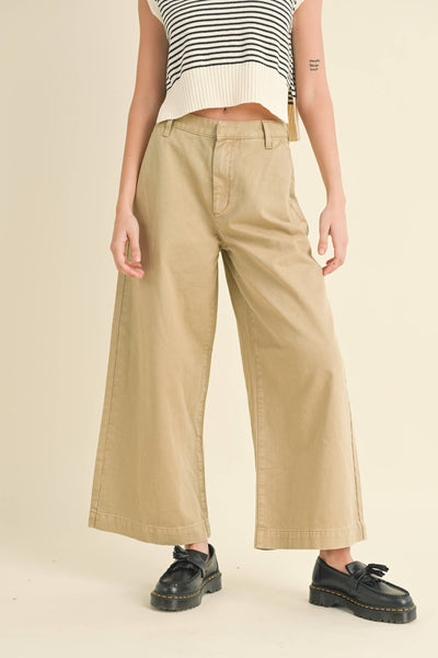 Casual Wide Leg Cotton Pants