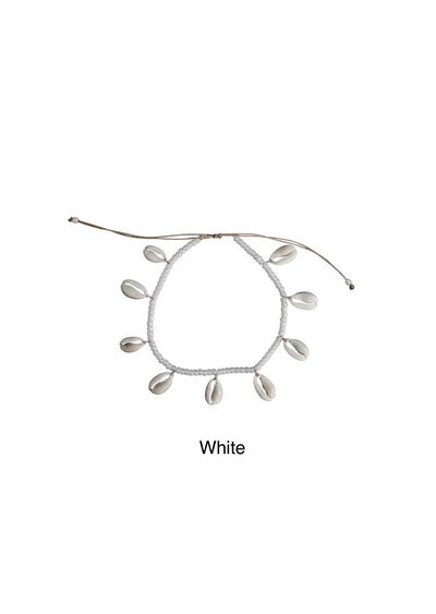 Cowrie Shell Charm & Seed Bead Anklet
