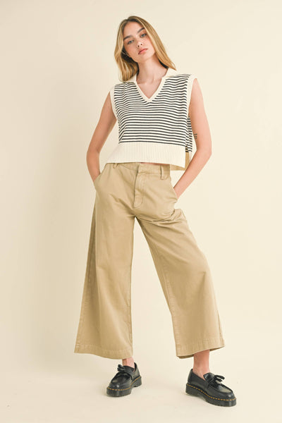 Casual Wide Leg Cotton Pants