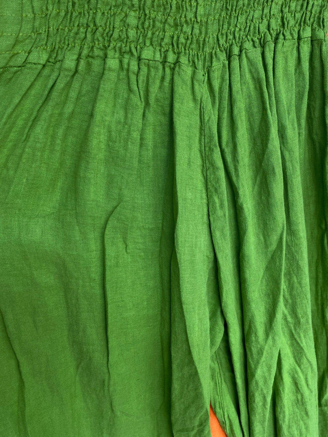 Flared Linen Pants w/ Wide Waistband