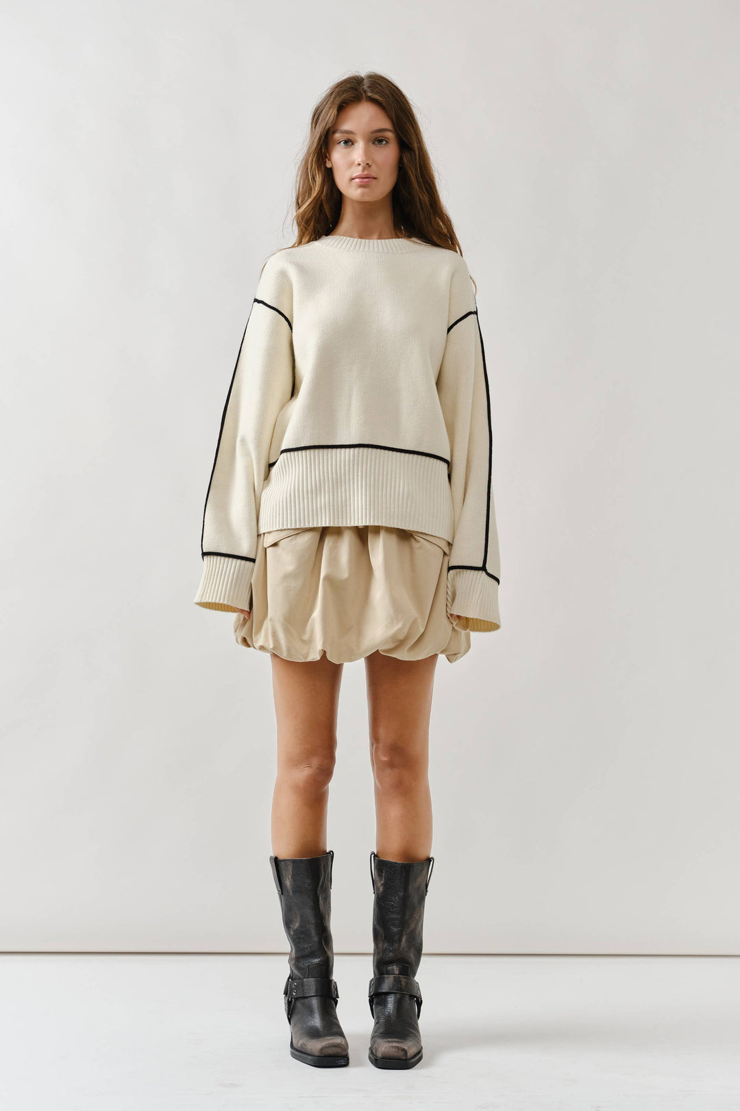 Oversized Contrast Stitch Sweater
