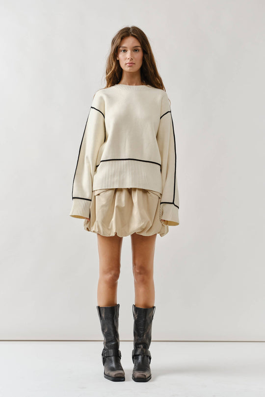 Oversized Contrast Stitch Sweater