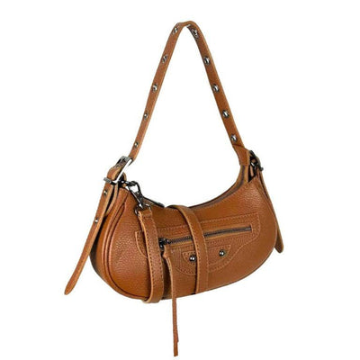 Small Crescent Leather Shoulder Bag