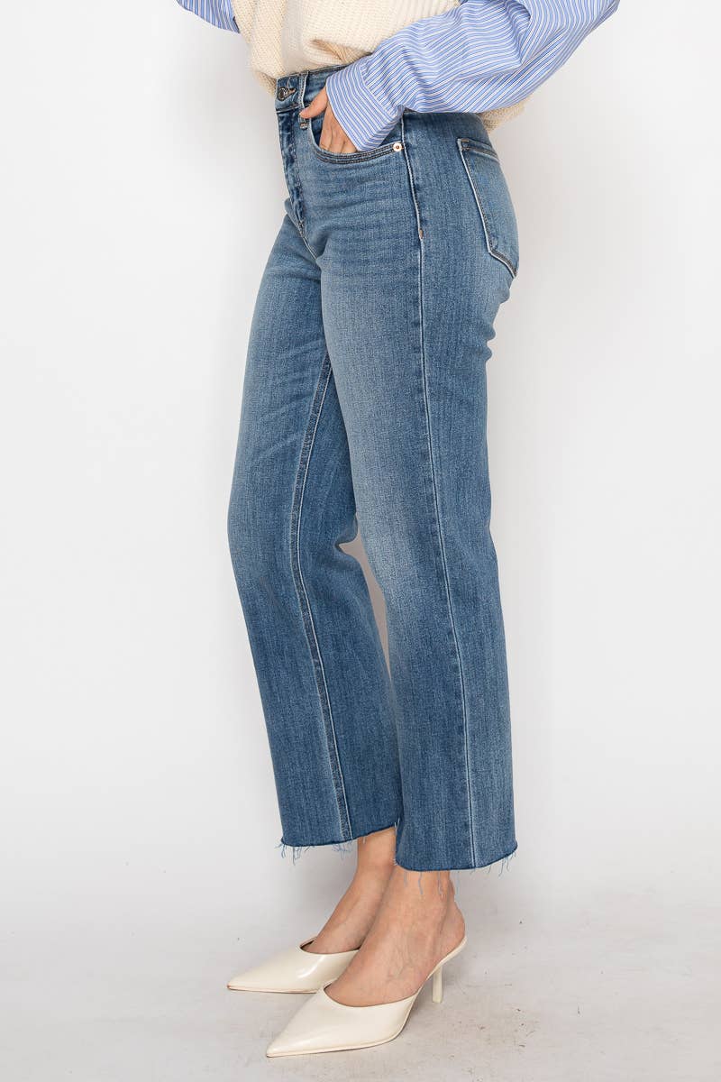 Eco Fabric High Rise Straight Leg Jeans