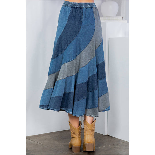 Midi Skirt With Asymmetrical Bias Panels