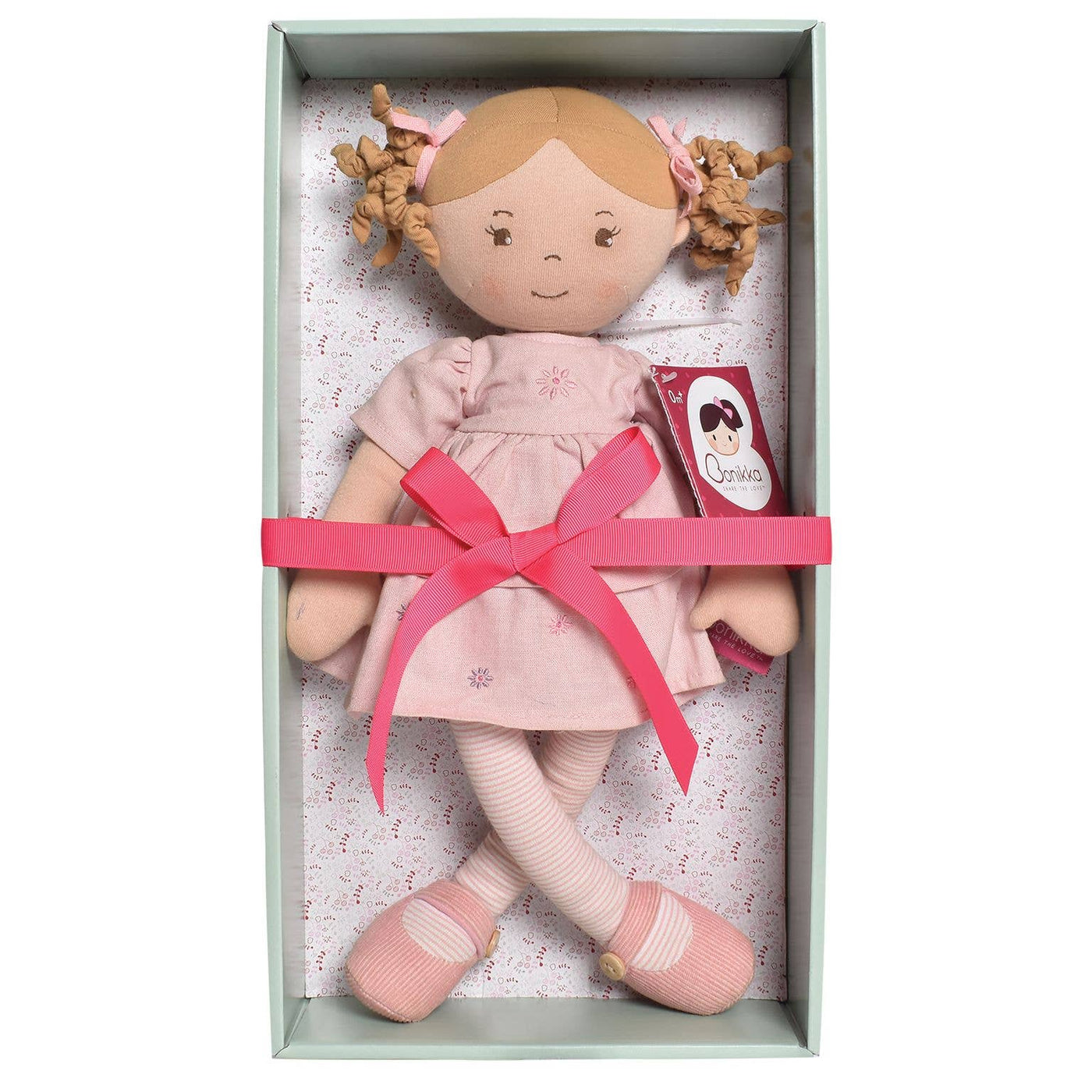 Tikiri Toys LLC Amelia Lt. Brown Hair Doll in Pink Linen Dress w/Display Box - Simple Good