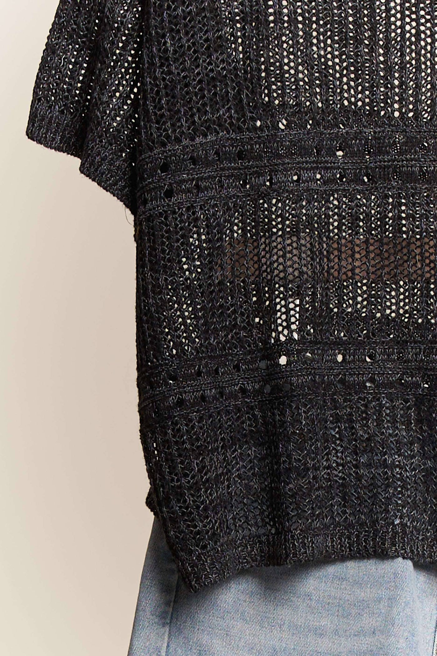 Short Sleeve See Through Knit Cover Up