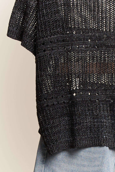 Short Sleeve See Through Knit Cover Up