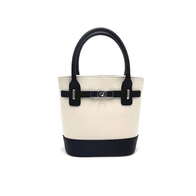 Contrast Leather Bucket Bag