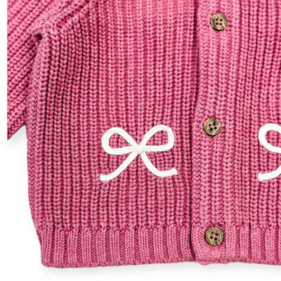 Bow Embroidered Chunky Knit Slouchy Baby Sweater