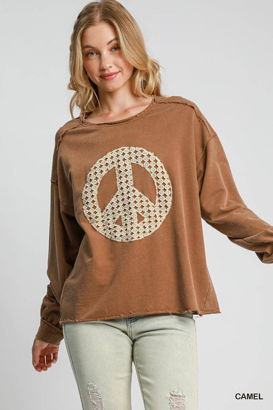Long Sleeve Peace Terry Top
