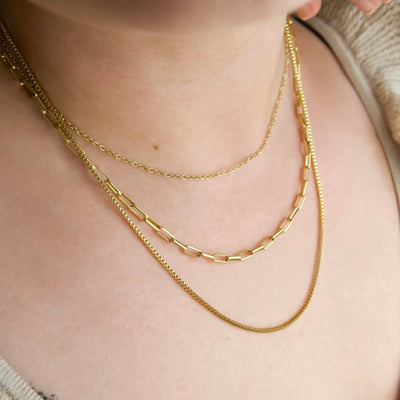Waterproof Layered Necklace - Triple Strand Chain Necklace