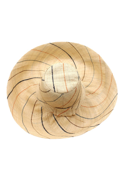 Monica 5" & 7" Wide Brim Pinstripe Packable Straw Sun Hats