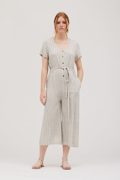 Grade and Gather Subtle Striped Linen Blend Jumpsuit - Simple Good