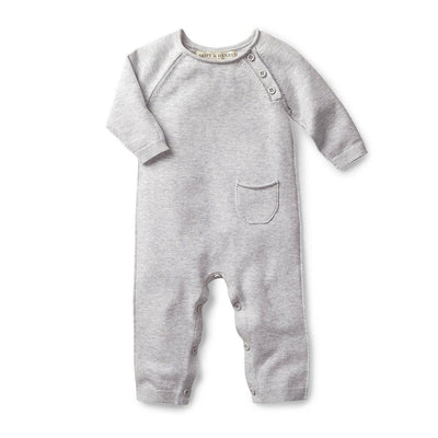 Gray Raglan Knit Romper