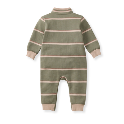 Green Holland Stripe Infant Jumpsuit
