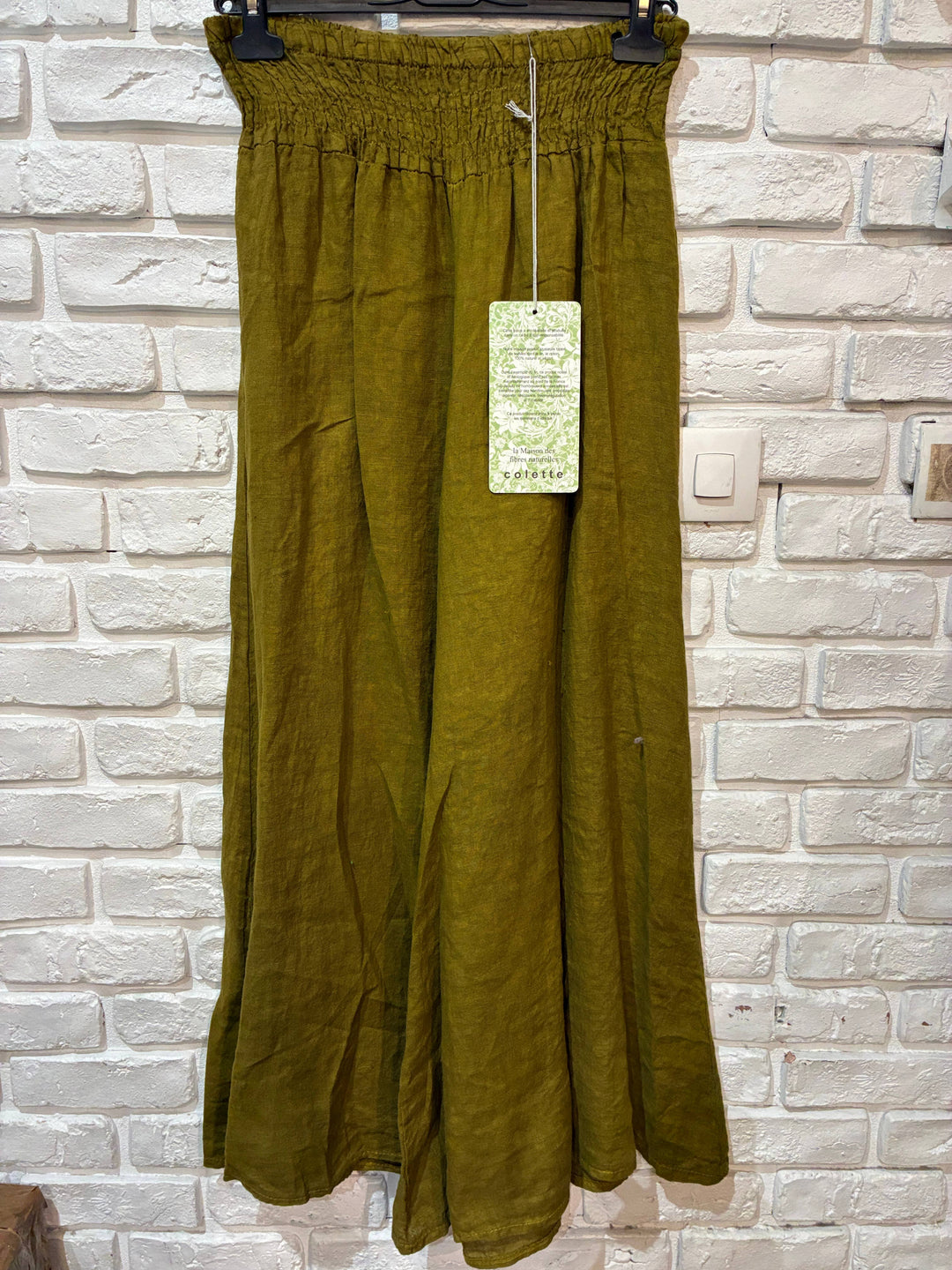 Flared Linen Pants w/ Wide Waistband