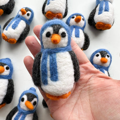 Felt Penguin With Blue Hat & Scarf