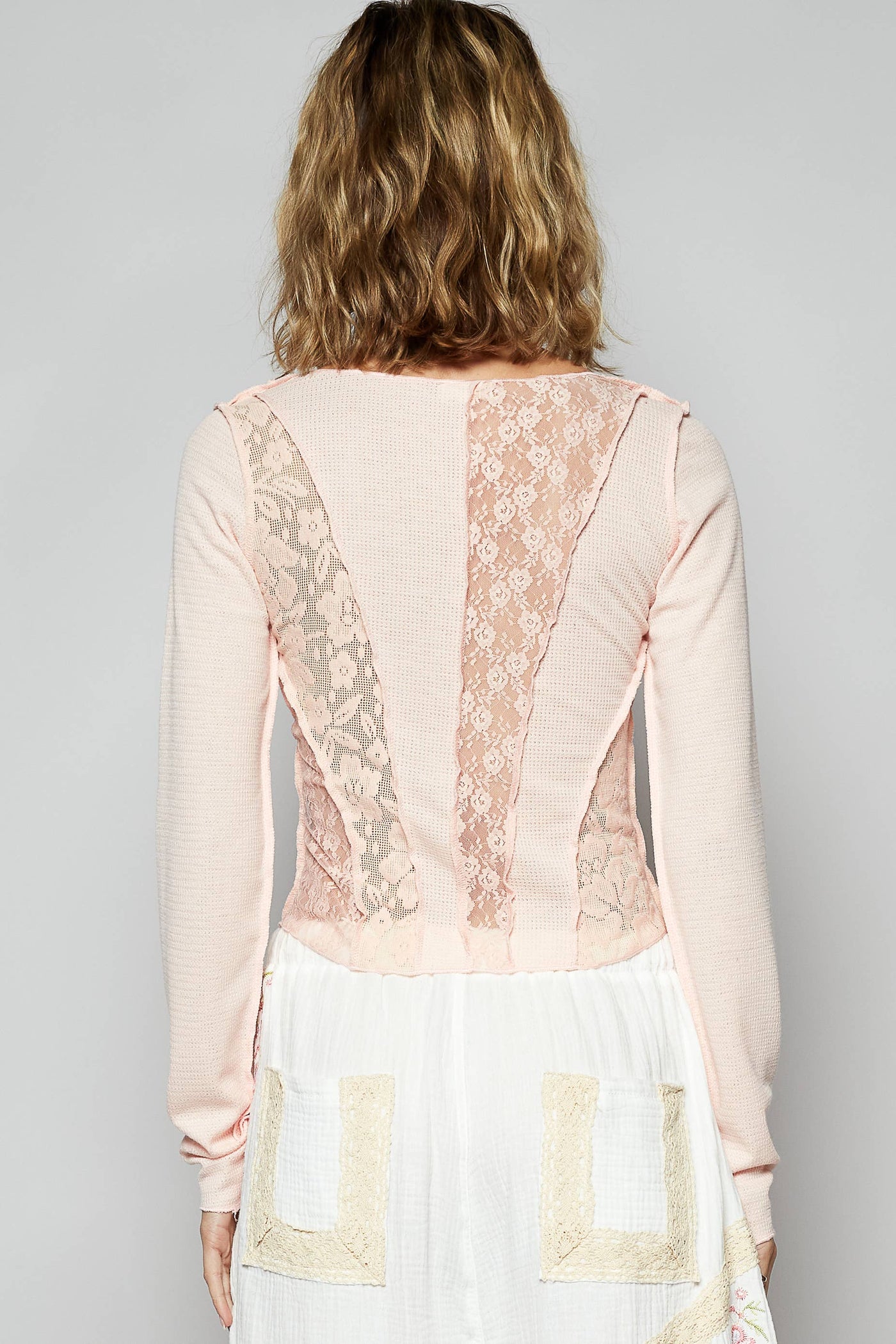 Edgy Outseam and Lace Long Sleeve Top
