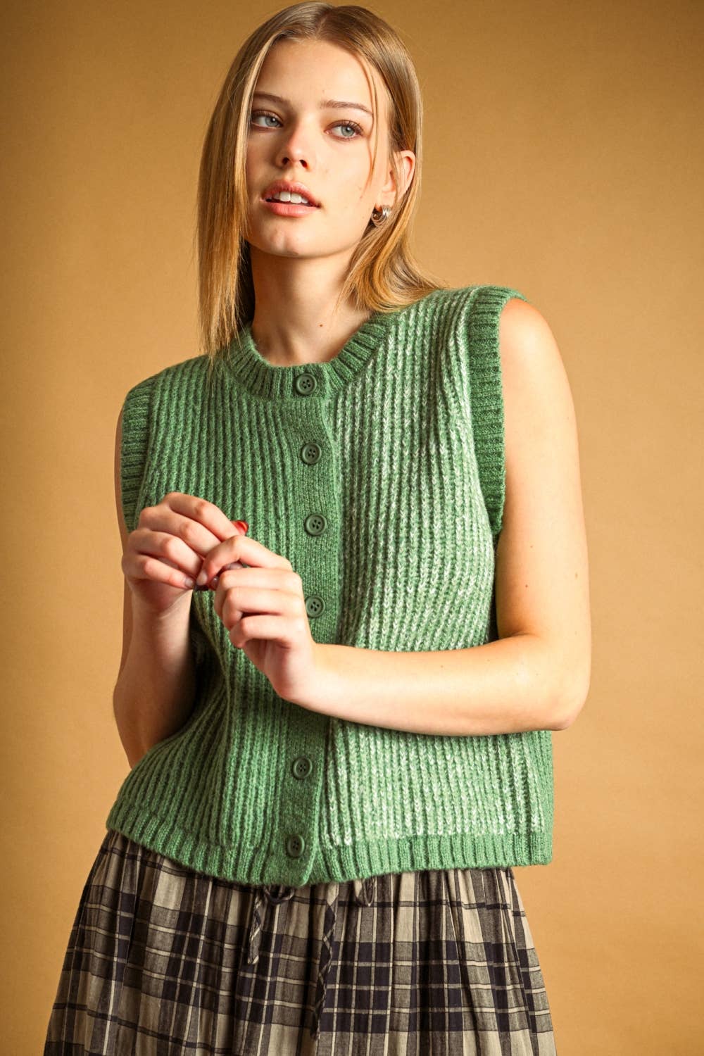 Color Contrasted Button Front Vest