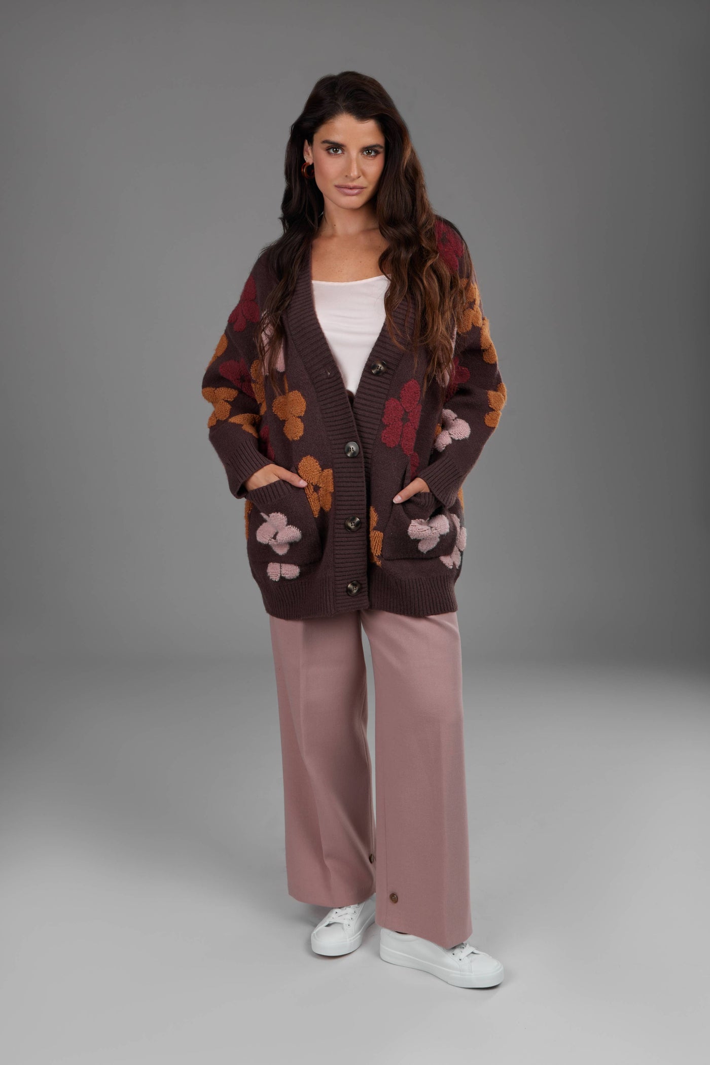 Autumn  Floral Knit Cardigan