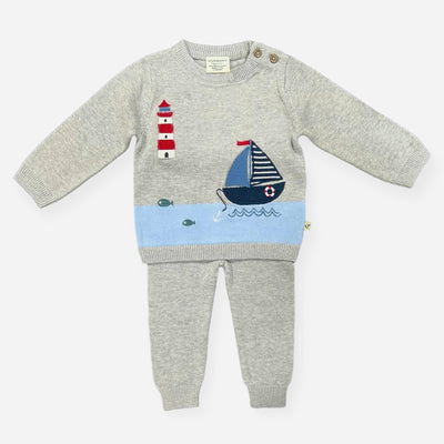 Lighthouse & Boat Baby Knit Pullover & Pants Set